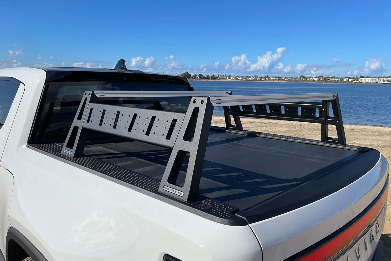 Sierra Tactical Bed Rack and Rails System for Rivian R1T by Range Industries