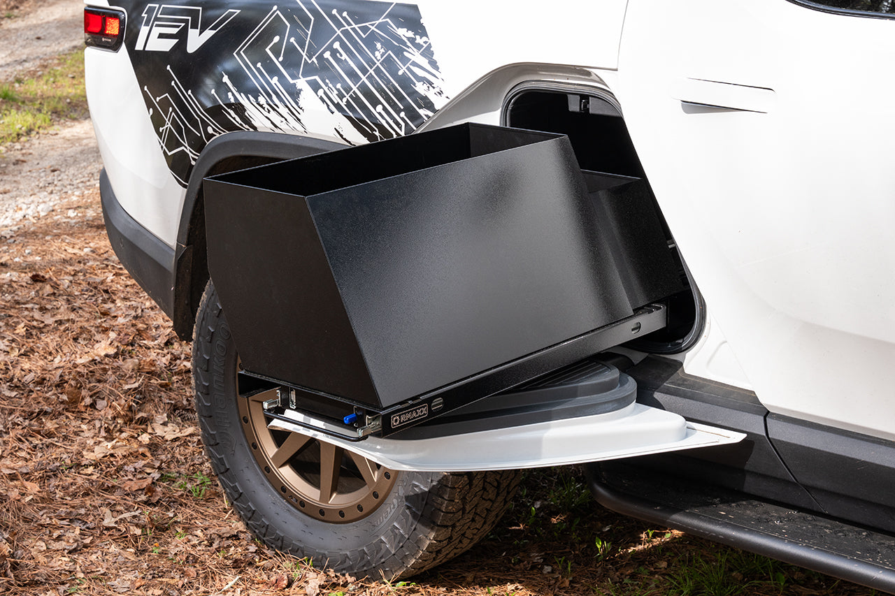 Team 1EV RMAXX Gear Tunnel Dual Slide Out Trolley Sled and Storage Chests & Boxes for Rivian R1T