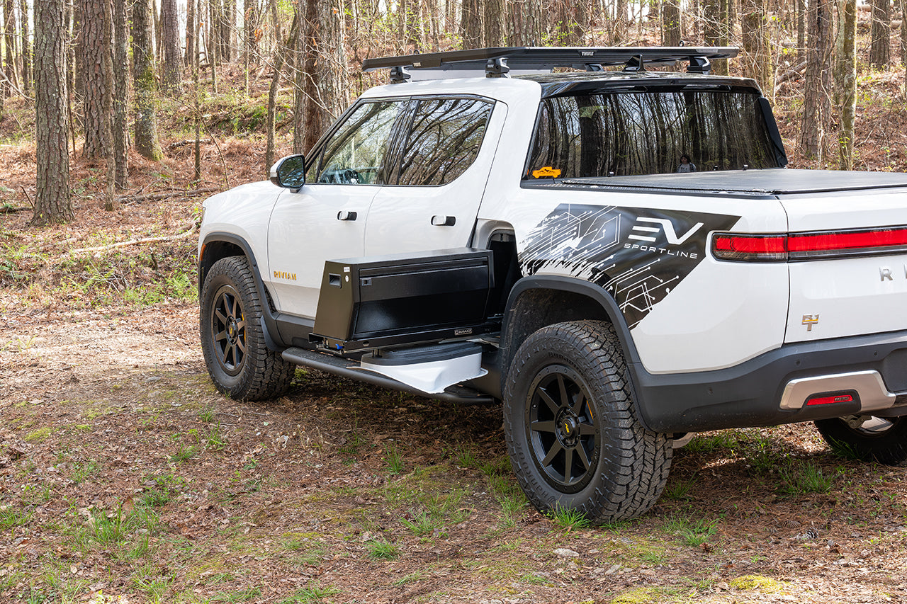 Team 1EV RMAXX Gear Tunnel Dual Slide Out Trolley Sled and Storage Chests & Boxes for Rivian R1T