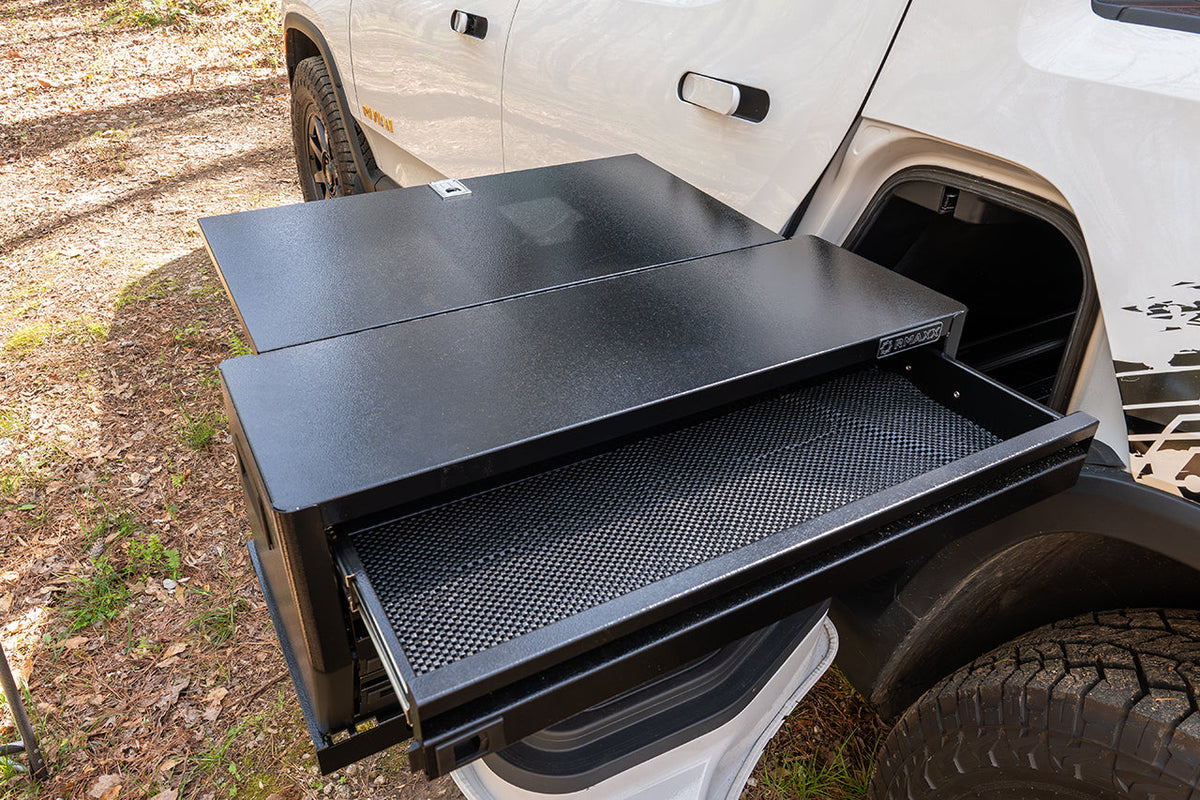 &quot;TRIPLE DRAWER STORAGE CHEST&quot; for RMAXX Gear Tunnel Trolley Sled - Fits Rivian R1T