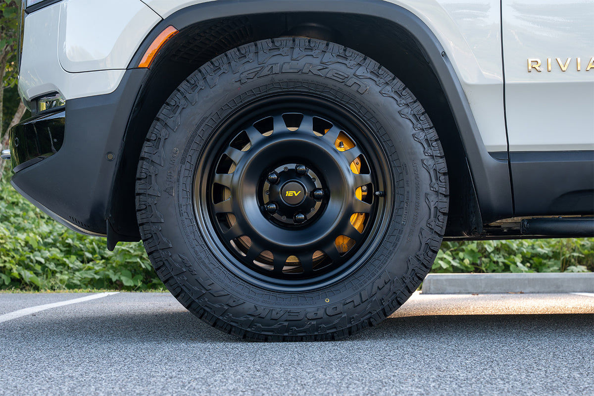 R1600 20&quot; Steel Wheel &amp; Tire Package by Team 1EV for Rivian R1T / R1S - Steelies