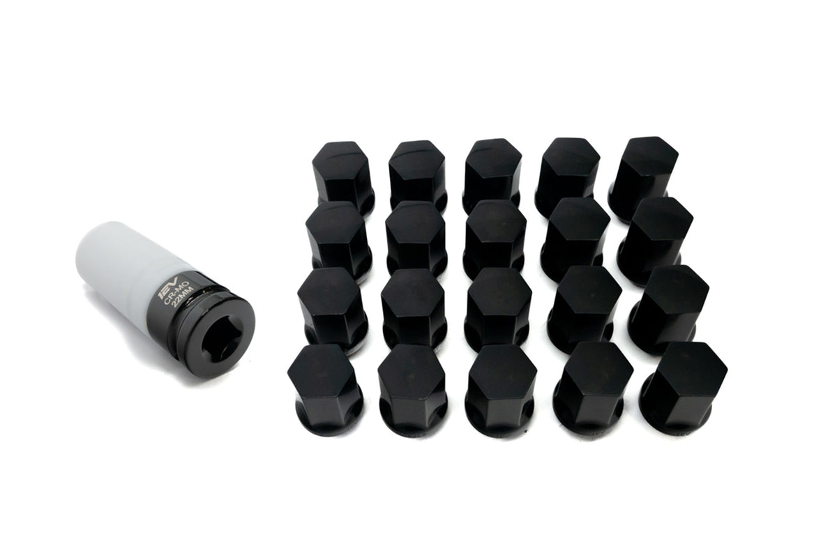 Team 1EV Enclosed End Forged Steel Black Wheel Lug Nut Set &amp; Non-Marring Socket for Rivian R1T / R1S wheels