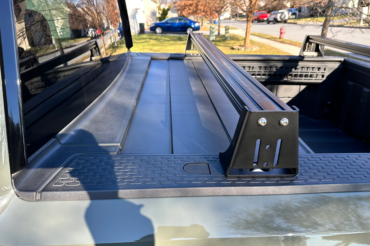 Low Profile Black Aluminum Crossbar Bed Rack for Rivian R1T by BillieBars