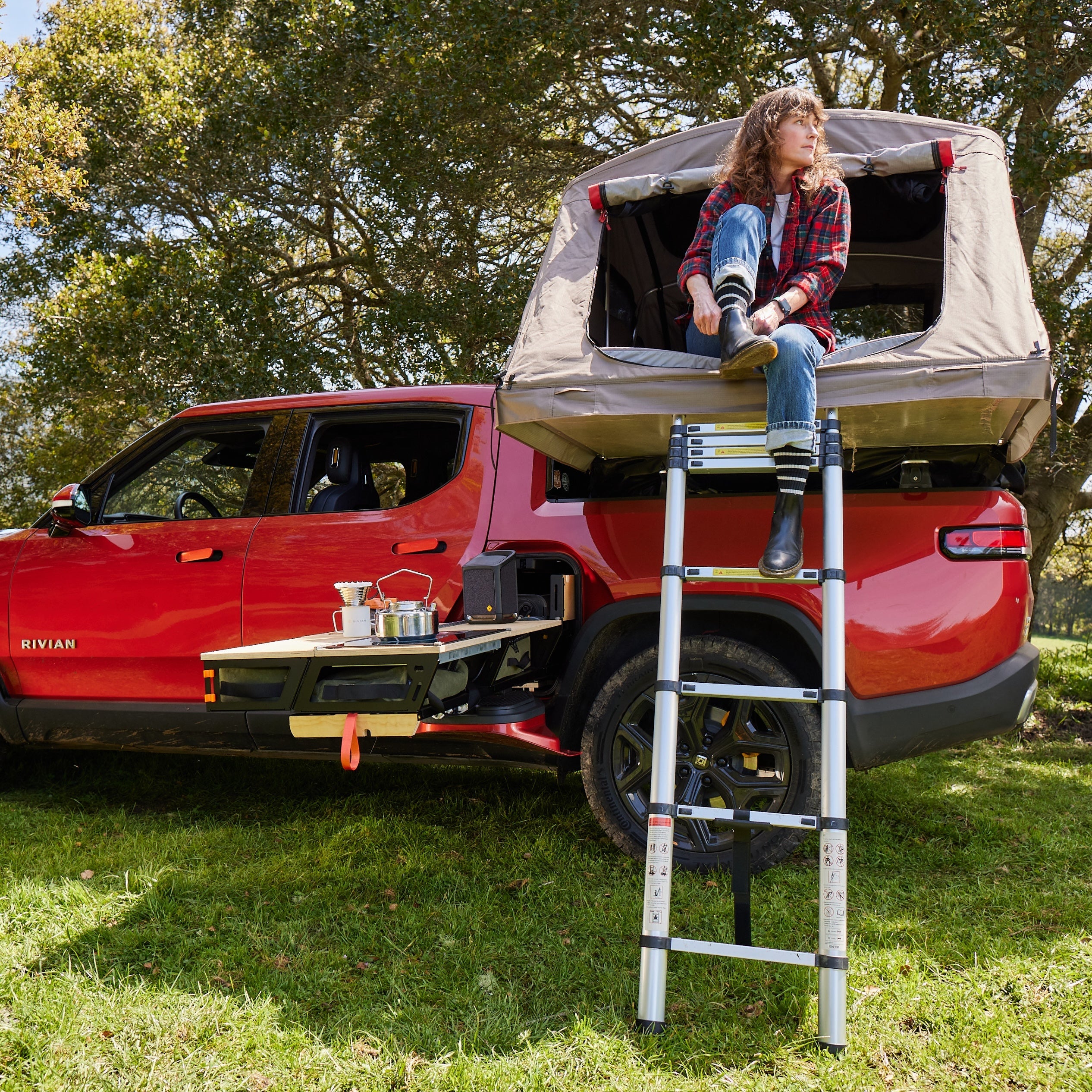 tent with kitchen Overland Camp Kitchen with updated Gear Tunnel Sled for Rivian R1T by - EV Sportline