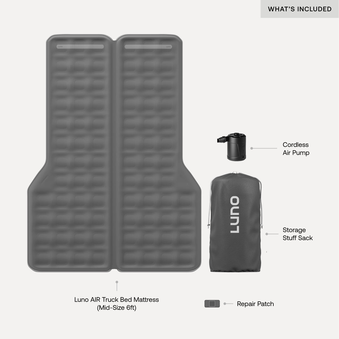 Luno Premium AIR Jeep Gladiator Truck Bed Mattress for Camping or Adventuring