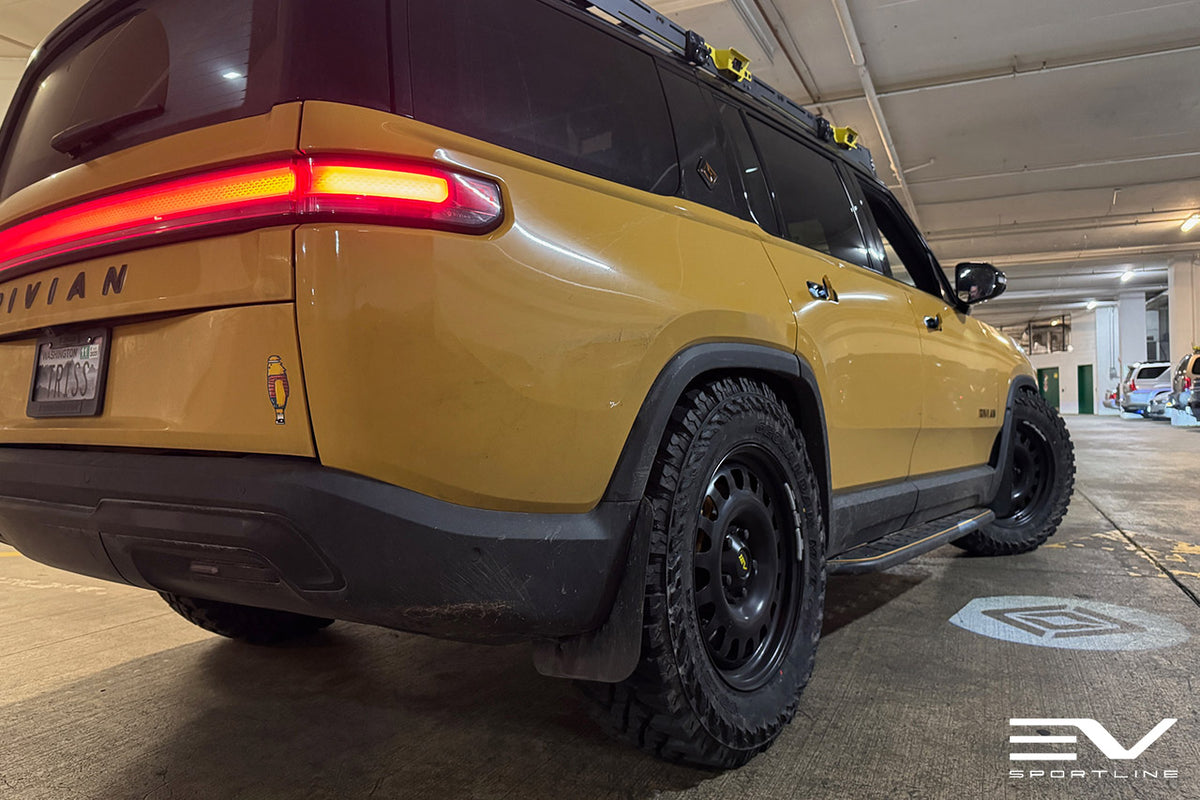 R1600 20&quot; Steel Wheel &amp; Tire Package by Team 1EV for Rivian R1T / R1S - Steelies