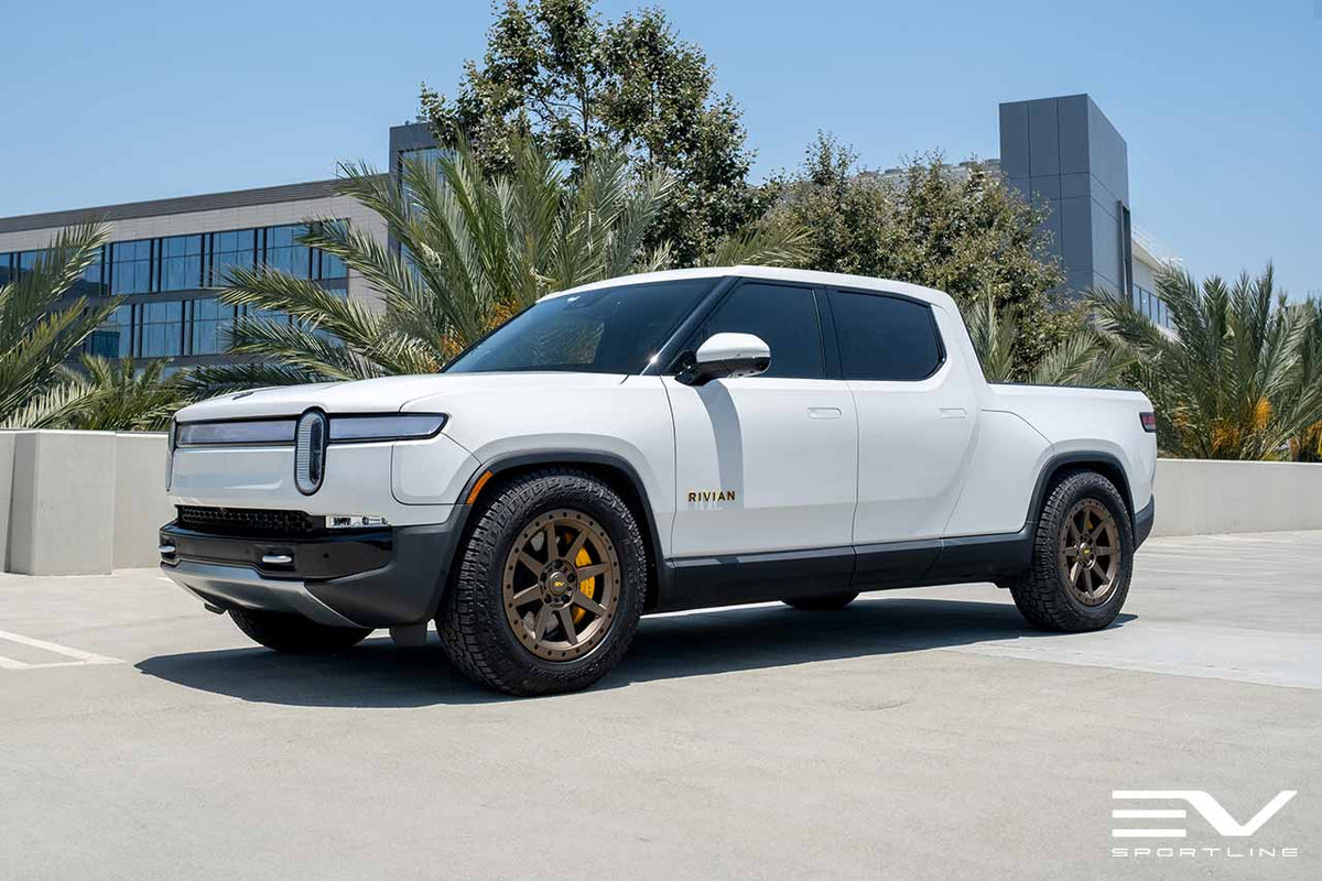 R800 Compass 8 Spoke 20&quot; Flow Forged Wheel &amp; Tire Package by Team 1EV for Rivian R1T / R1S Open Box Special!