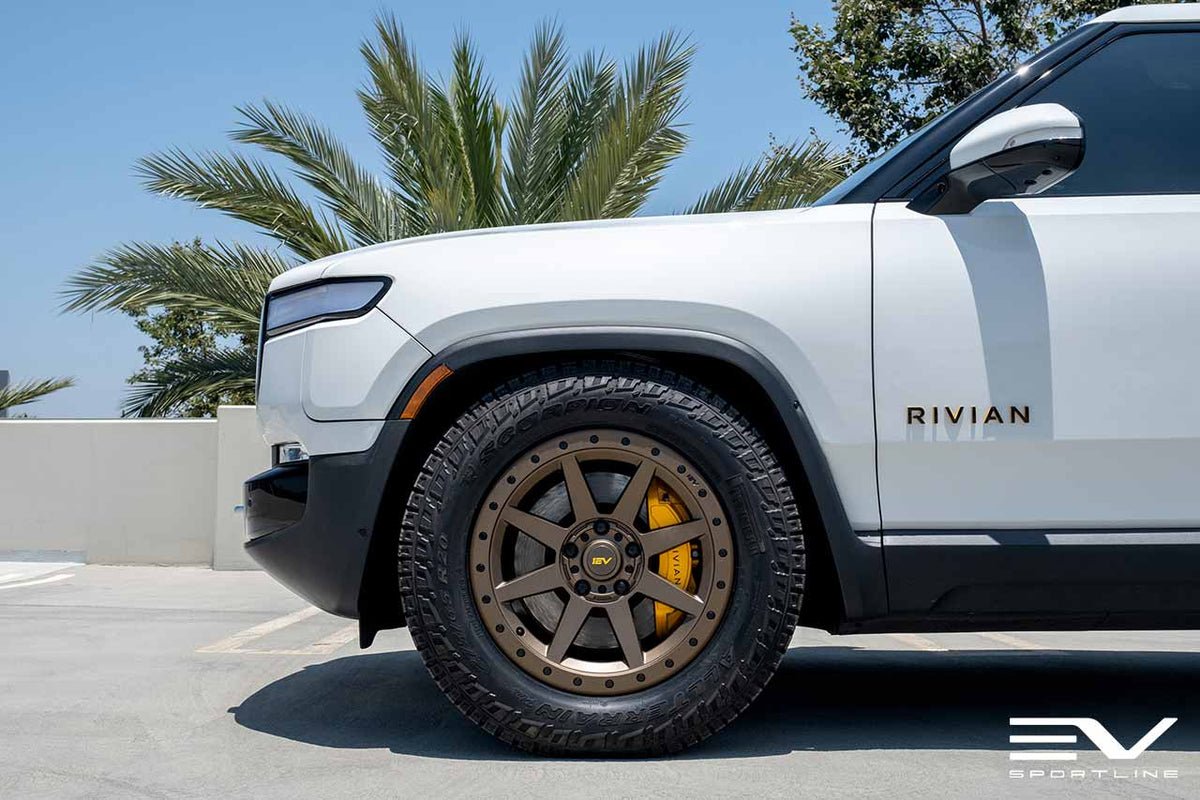 R800 Compass 8 Spoke 20&quot; Flow Forged Wheel &amp; Tire Package by Team 1EV for Rivian R1T / R1S Open Box Special!