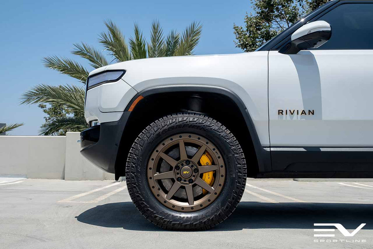 R800 Compass 8 Spoke 20&quot; Flow Forged Wheel &amp; Tire Package by Team 1EV for Rivian R1T / R1S Open Box Special!