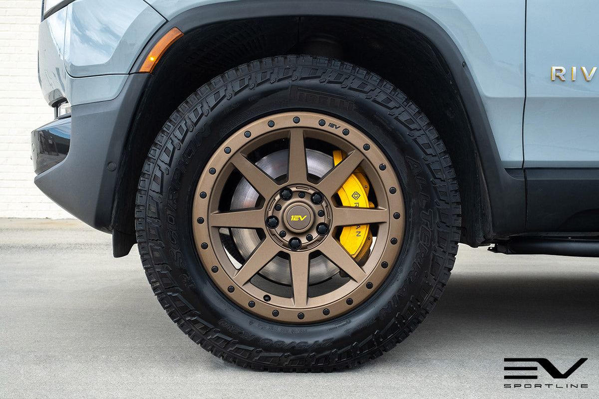 R800 Compass 8 Spoke 20&quot; Flow Forged Wheel &amp; Tire Package by Team 1EV for Rivian R1T / R1S Open Box Special!