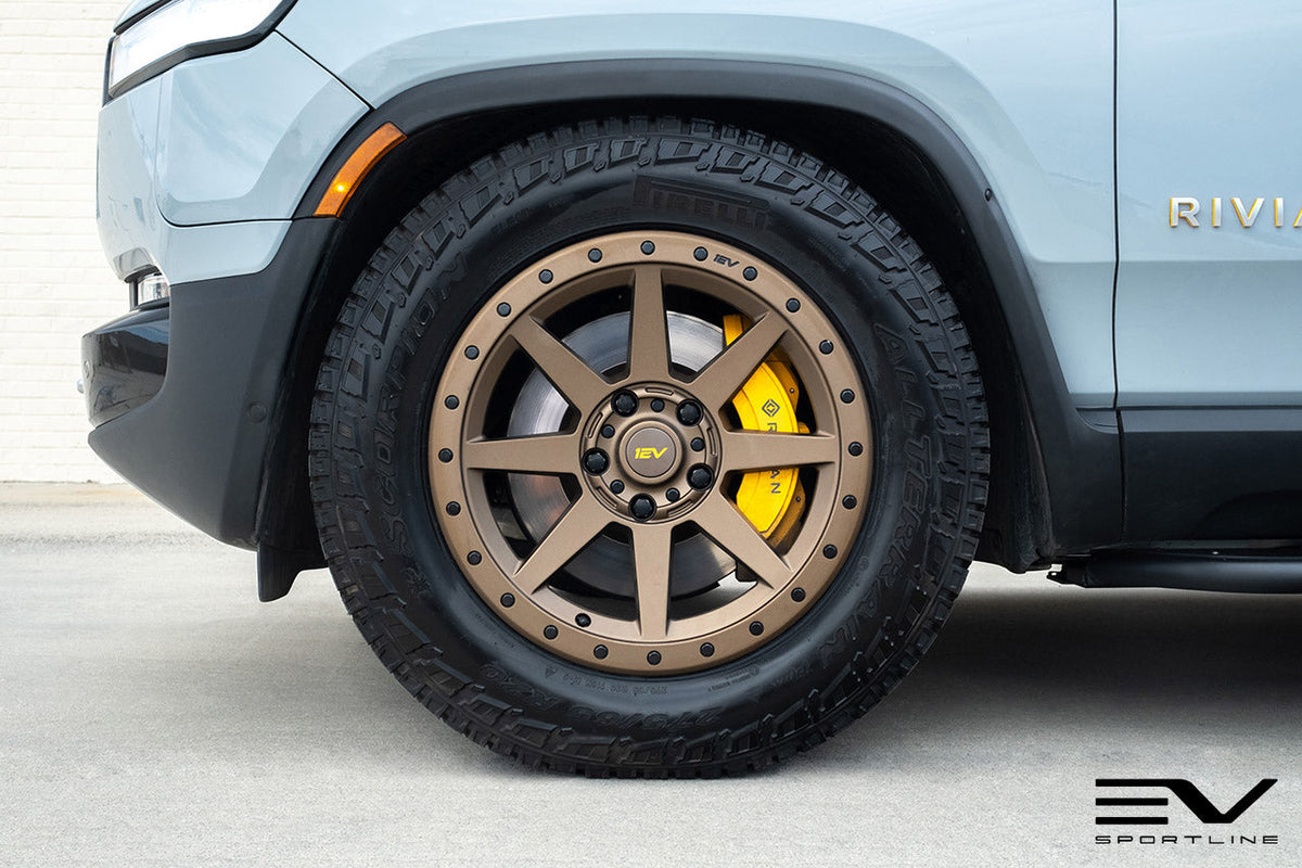 R800 Compass 8 Spoke 20&quot; Flow Forged Wheel &amp; Tire Package by Team 1EV for Rivian R1T / R1S Open Box Special!