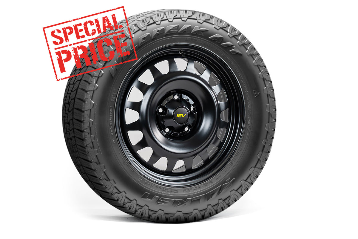 R1600 20&quot; Steel Wheel &amp; Tire Package by Team 1EV for Rivian R1T / R1S - Steelies Open Box Special!