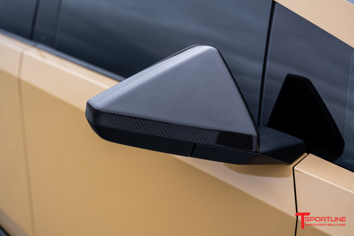 Tesla Cybertruck Precision Carbon Fiber Side Mirror Caps by T Sportline (Set of 2 Covers)