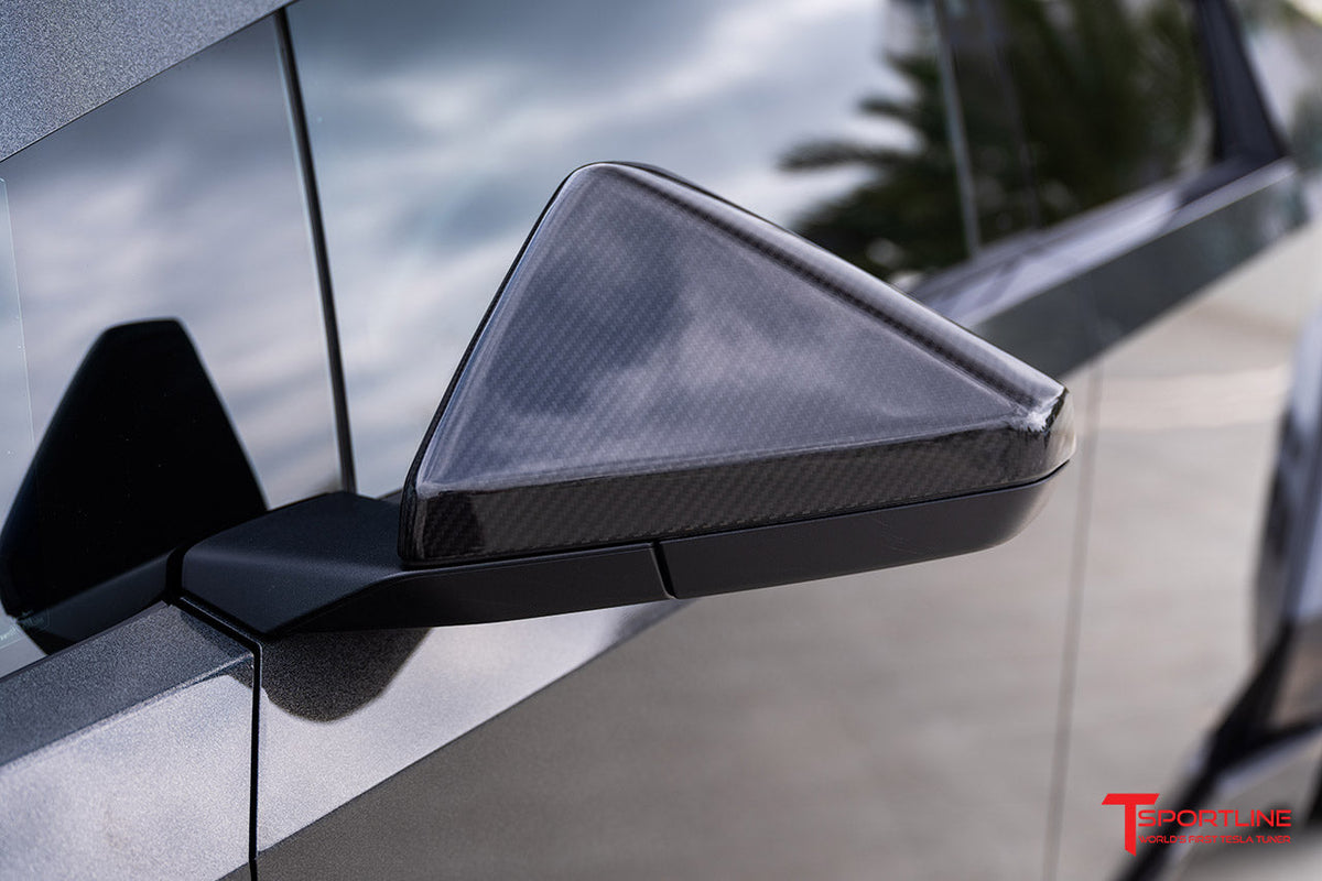 Tesla Cybertruck Precision Carbon Fiber Side Mirror Caps by T Sportline (Set of 2 Covers)