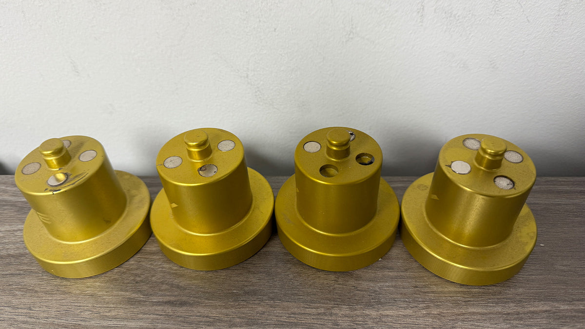 BLOW OUT SPECIAL! Rivian R1T / R1S Jack Pad Pucks - RMaxx Yellow Anodized Billet Aluminum