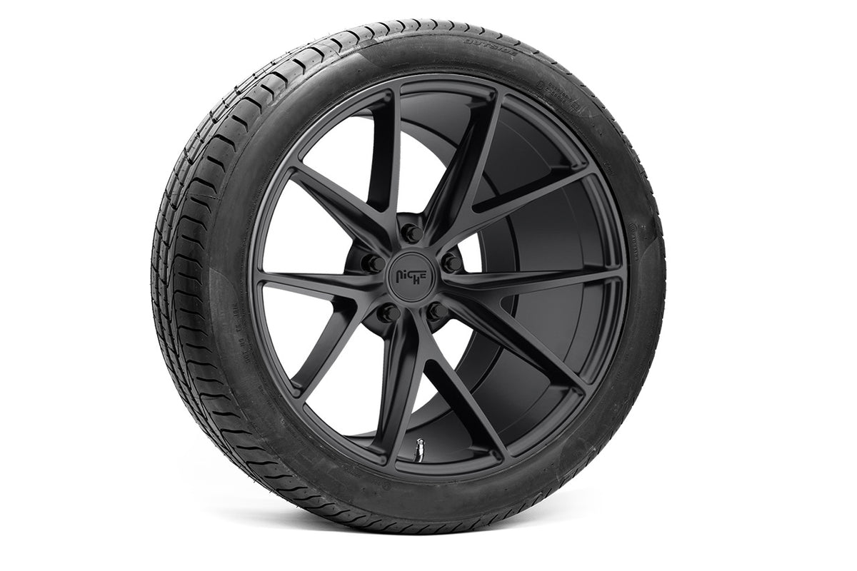 Niche Misano M117 Matte Black 20&quot; Tesla Model S Long Range &amp; Plaid Wheel and Tire Package (Set of 4)