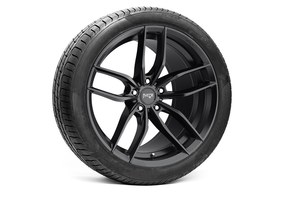 Niche Vosso M203 Matte Black 20&quot; Tesla Model S Long Range &amp; Plaid Wheel and Tire Package (Set of 4)