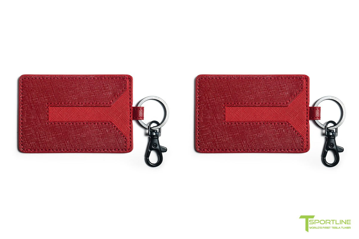 Tesla Model S 3 X Y Color Matched Leather Key Card Holder (Set of 2)