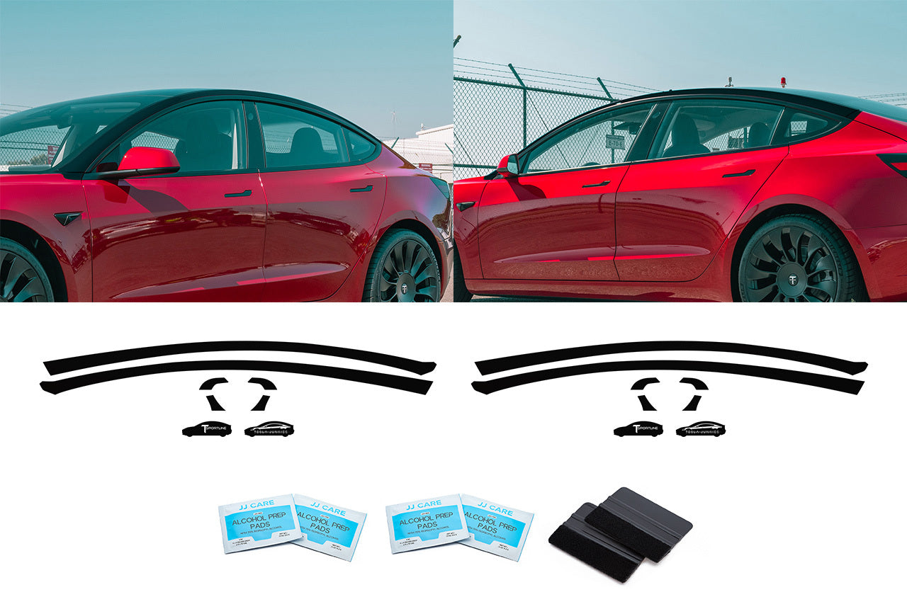 Tesla Model 3 Blackout Pillar Delete Black Vinyl Trim Wrap Kit