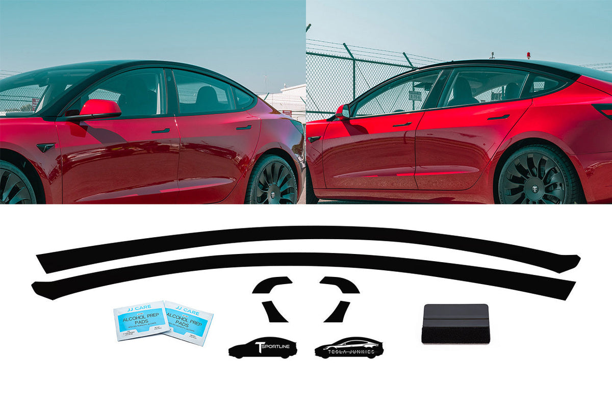 Tesla Model 3 Blackout Pillar Delete Black Vinyl Trim Wrap Kit