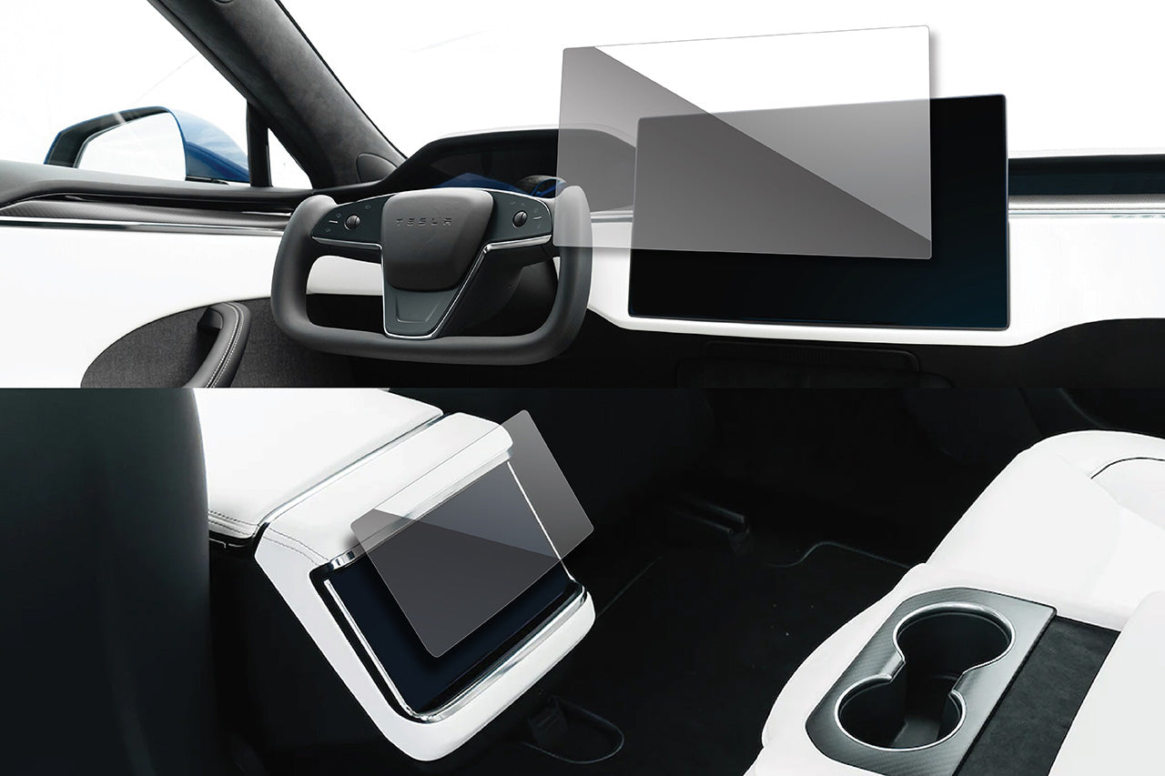 Tesla Model S / X Center & Rear Dash Touchscreen Protector Covers - High Definition Clear Screen Shield