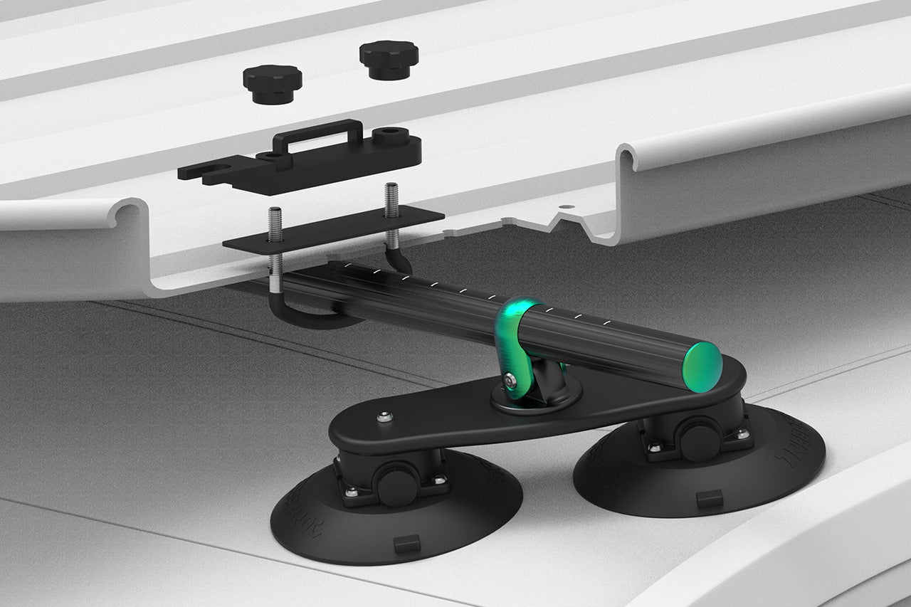 TreeFrog Pro Vacuum Mounted Black Foldable Monkey Round-Bar Roof Rack